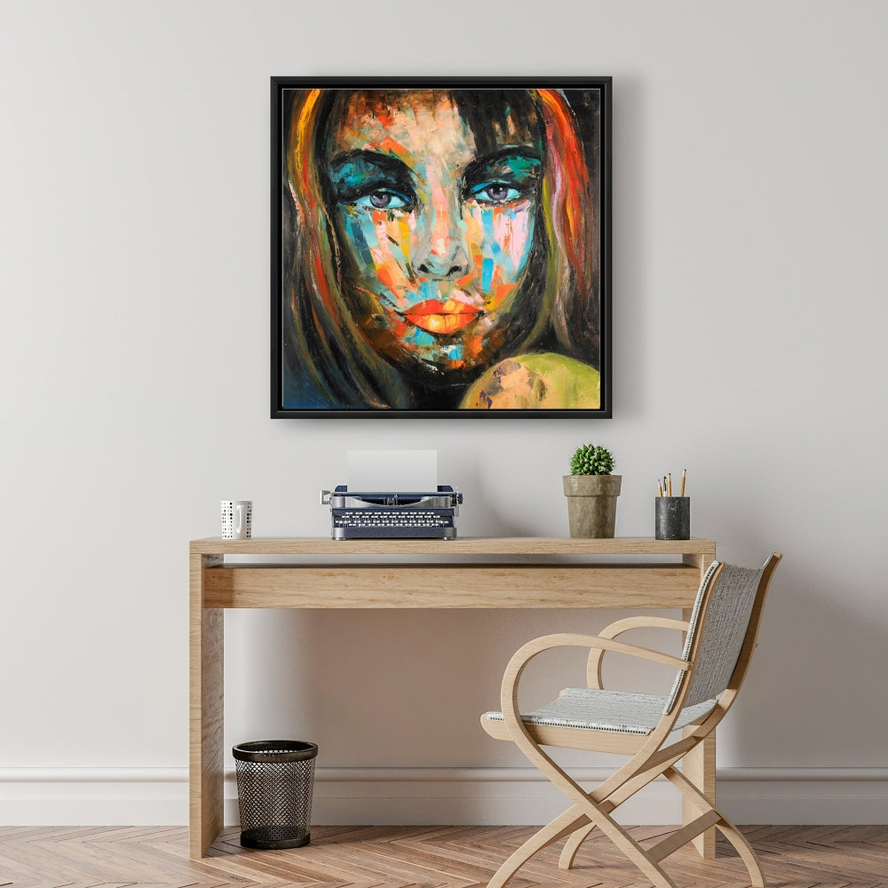 Colorful Woman Portrait Canvas | Figurative Beauty Home Decor