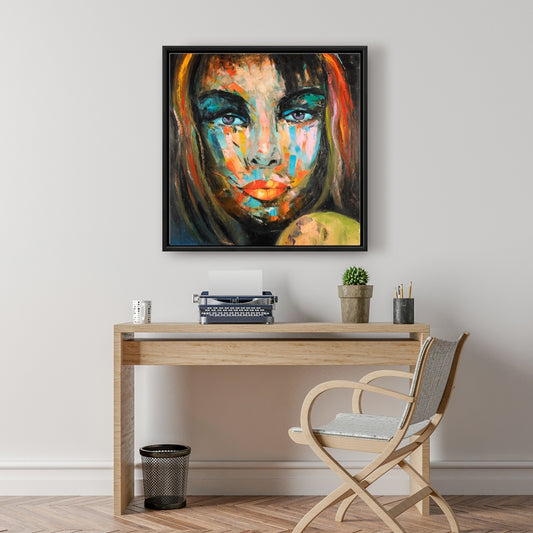 Portrait de femme coloré sur toile | Décoration d'intérieur à la beauté figurative