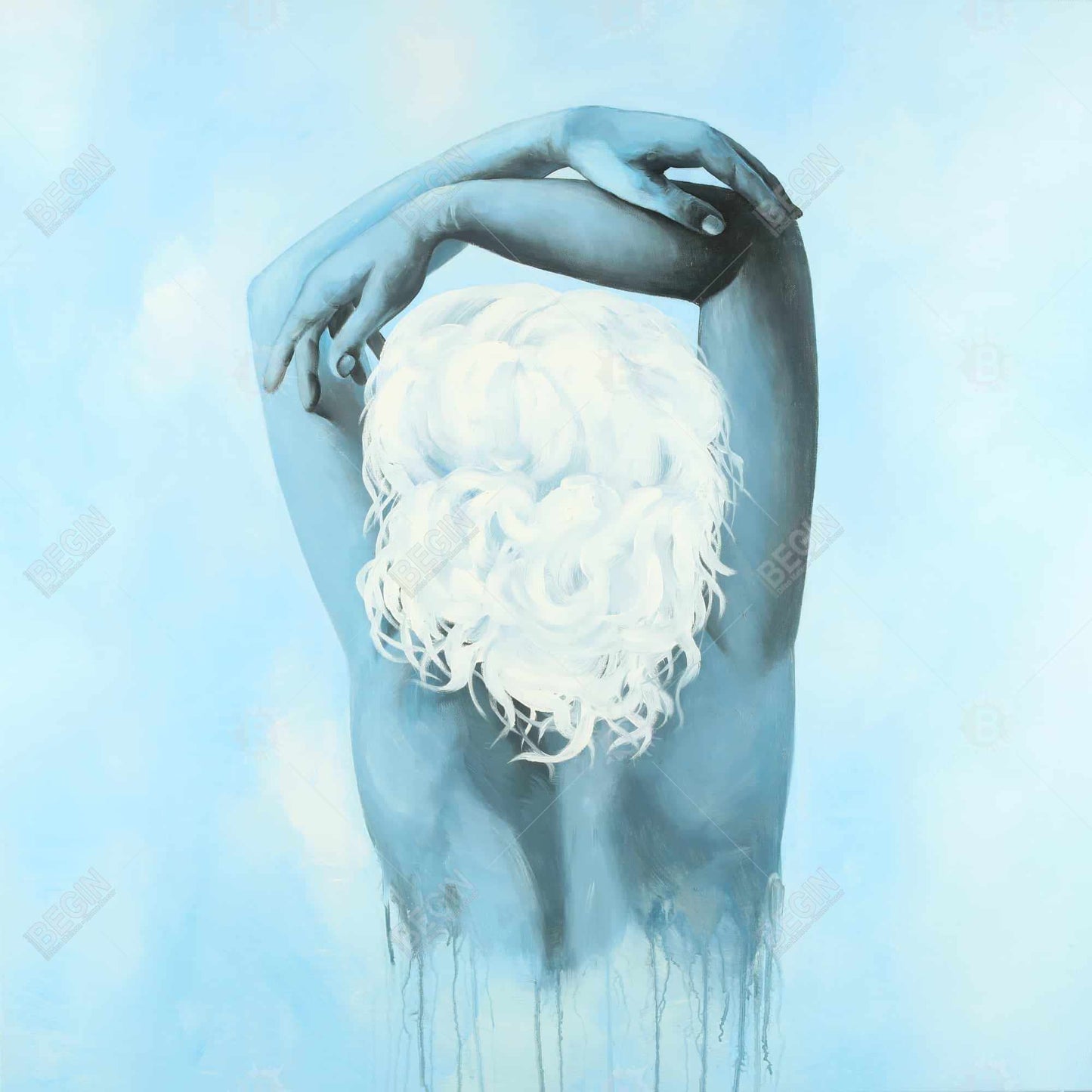 Sweet Woman Blue Framed Canvas - Bedroom Home Decor Artwork