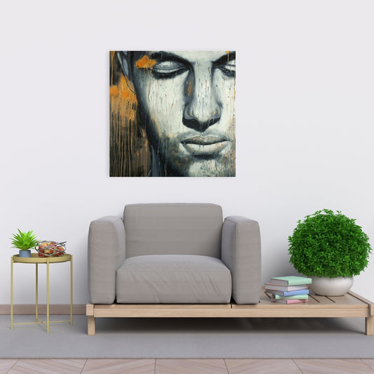 Toile abstraite représentant un visage d'homme | Décoration murale contemporaine pour chambre à coucher