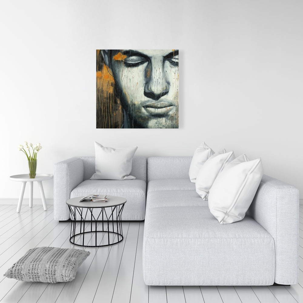 Abstract Man Face Canvas | Contemporary Bedroom Wall Art
