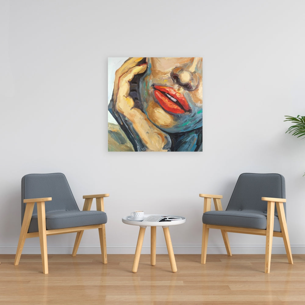 Irresistible Lips Closeup - Brown Canvas for Home Decor