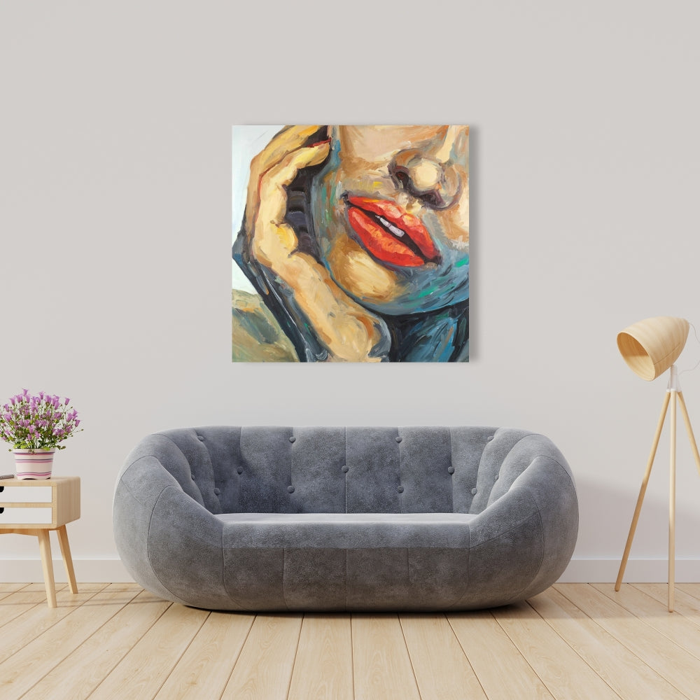 Irresistible Lips Closeup - Brown Canvas for Home Decor