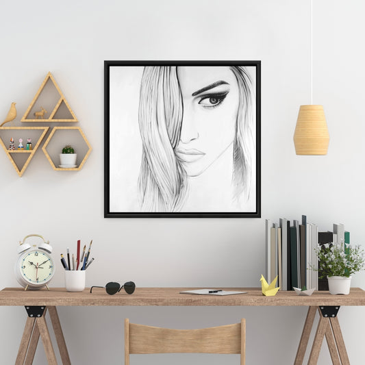 Portrait noir et blanc | Toile monochrome encadrée