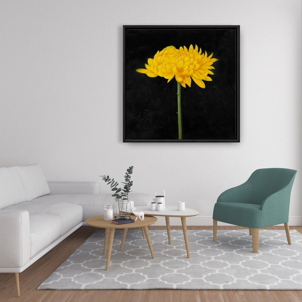 Rustic Botanical Chrysanthemum Framed Canvas | Bedroom Decor