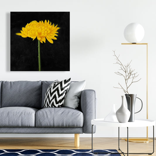 Toile botanique rustique avec chrysanthèmes | Décoration murale