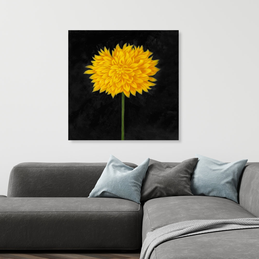 Toile chrysanthème jaune | Décoration de chambre florale et botanique