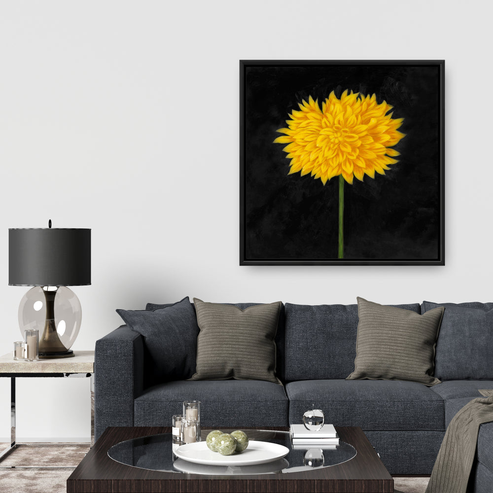 Yellow Chrysanthemum Rustic Botanical Canvas | Home Decor Art
