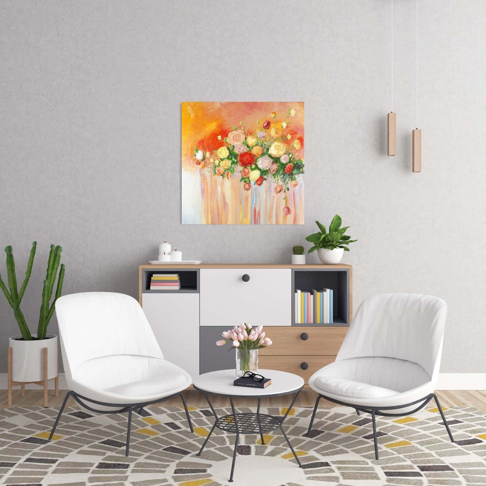 Botanical Bedroom Canvas | Multicolor Abstract Flower Art