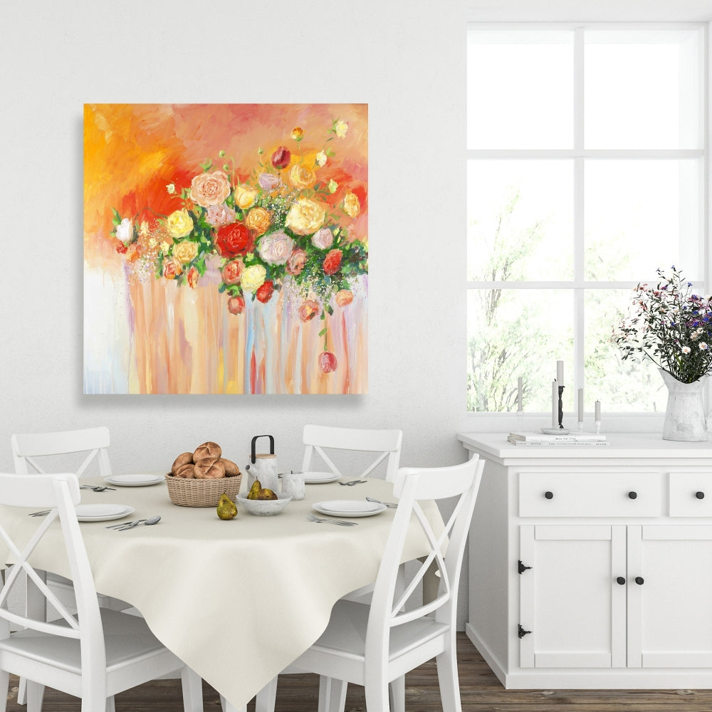 Botanical Bedroom Canvas | Multicolor Abstract Flower Art