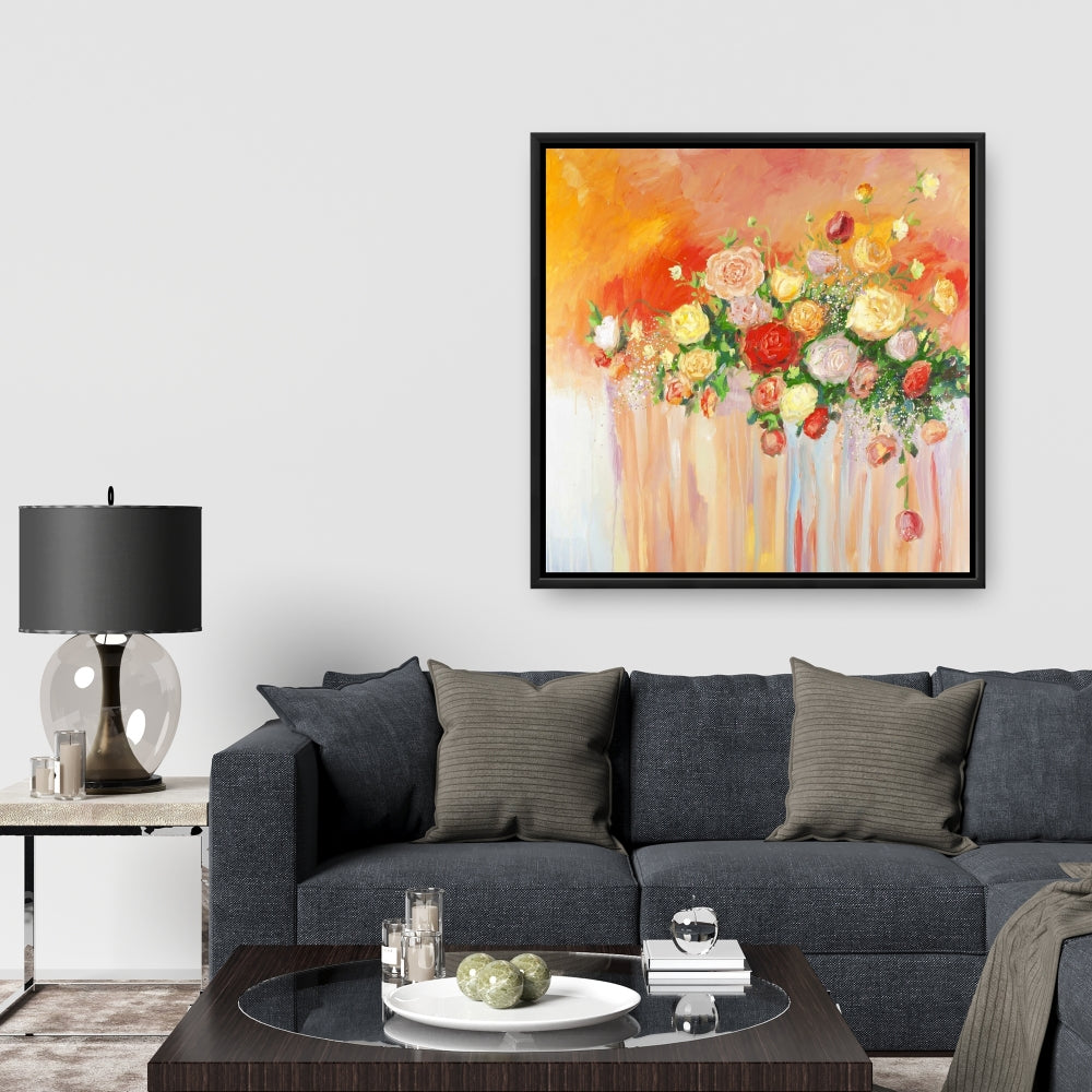 Botanical Floral Canvas - Multicolor Abstract Bouquet Decor