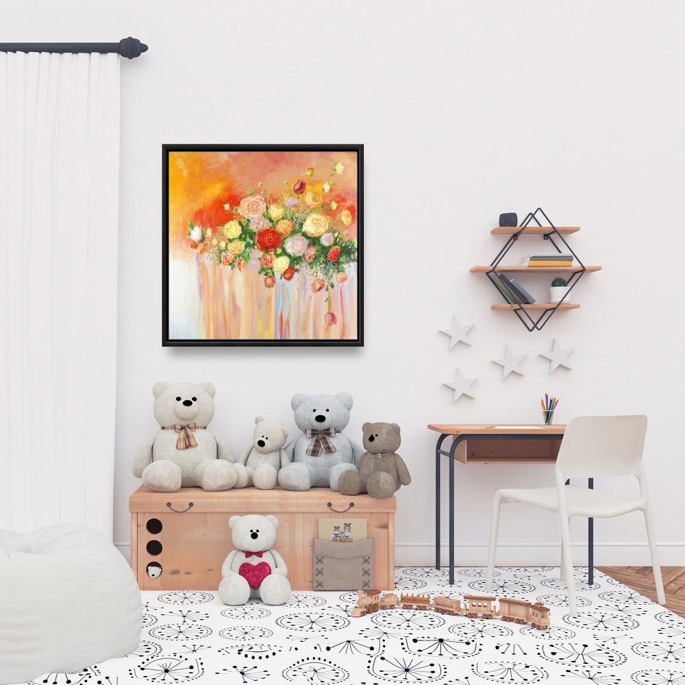 Botanical Floral Canvas - Multicolor Abstract Bouquet Decor