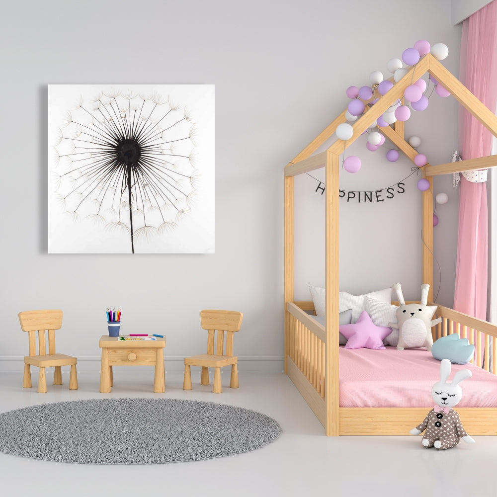 Dandelion Canvas Art | White Botanical Floral Decor