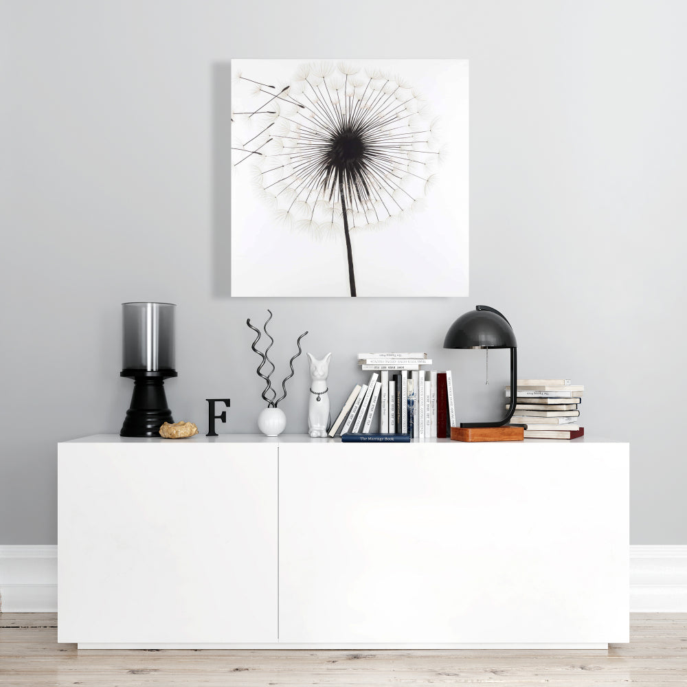 Silhouette of Dandelion Floral Canvas - White Bedroom Decor