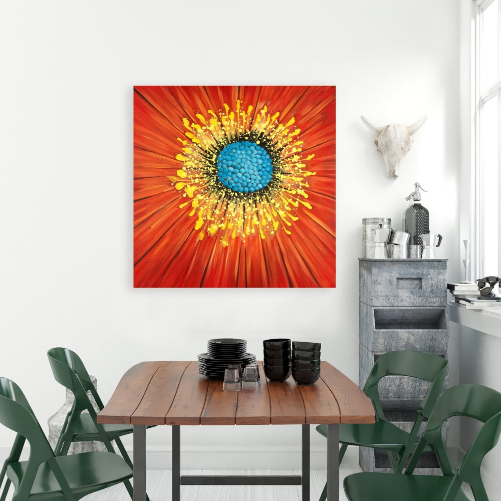 Closeup on a Red Flower Canvas | Floral Bedroom Wall Art Decor