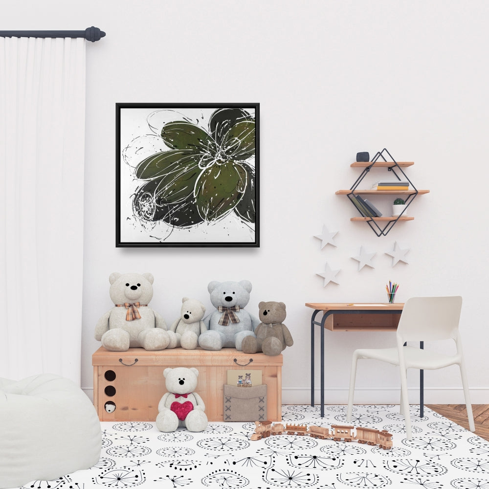 White Bedroom Botanical Canvas | Green Flower Home Decor