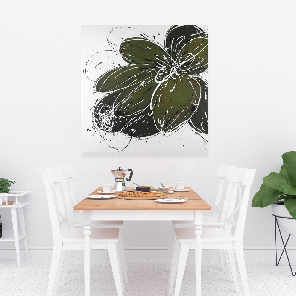 Green Flower Canvas | Floral Botanical Wall Art for Bedroom