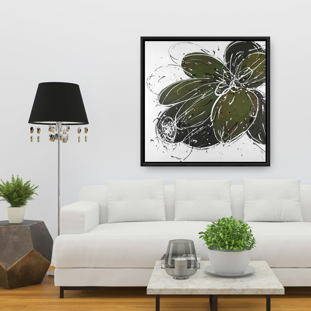 White Bedroom Botanical Canvas | Green Flower Home Decor