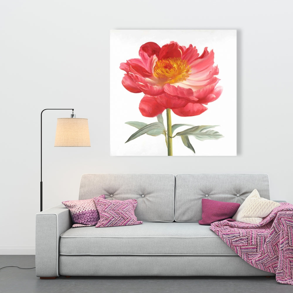 Pink Peony Botanical Canvas | Contemporary Bedroom Decor