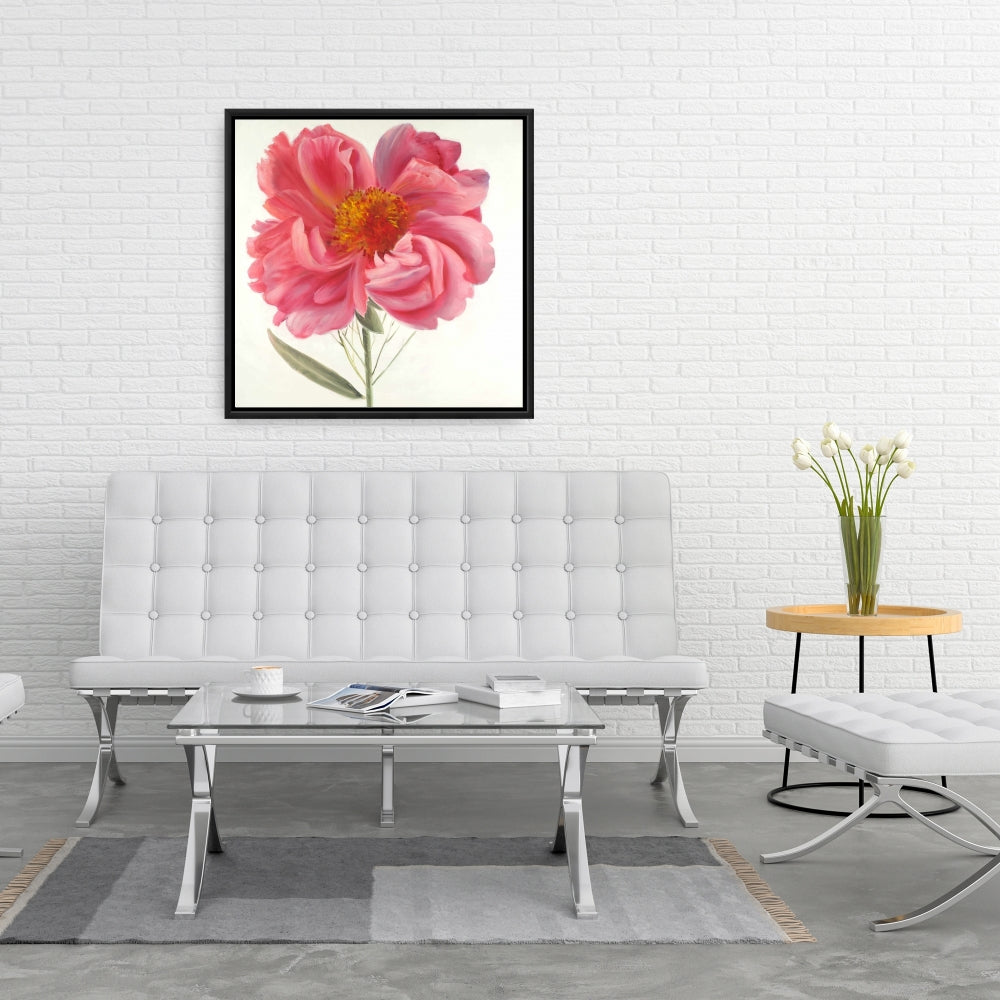 Pink Peony Flower Canvas | Botanical Home Decor - Framed Art