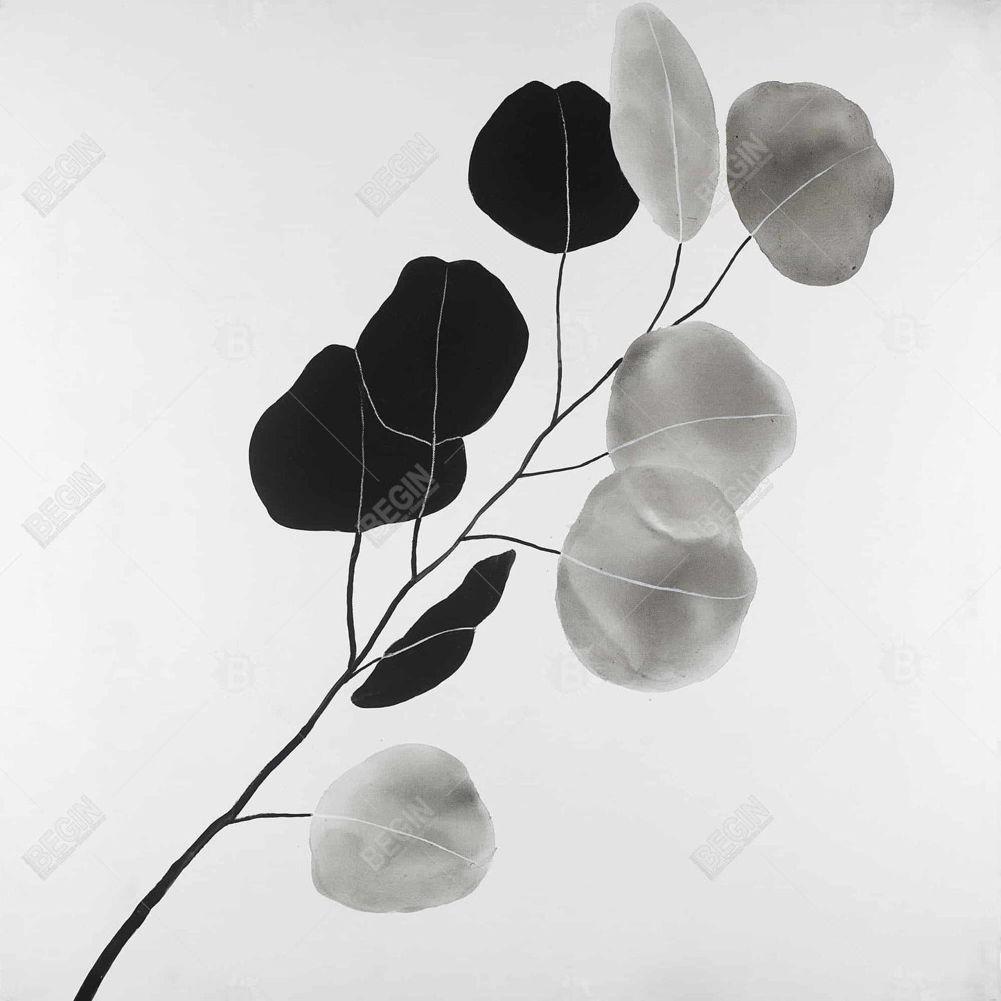Minimalist Grayscale Branch Canvas | Botanical Home Decor