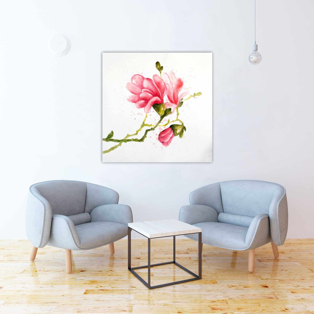 Romantic Magnolia Flowers Canvas - Floral Bedroom Wall Art