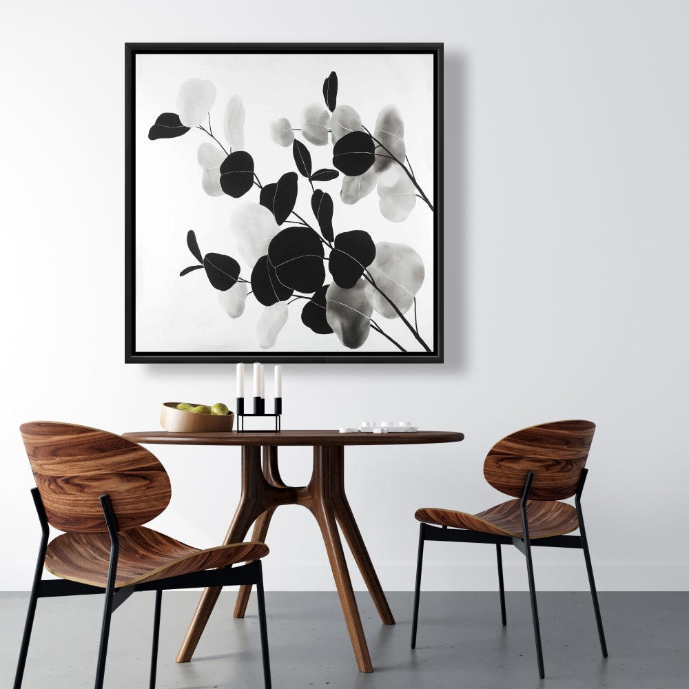 Grayscale Branches & Leaves Canvas - Floral Home Decor Wall Art