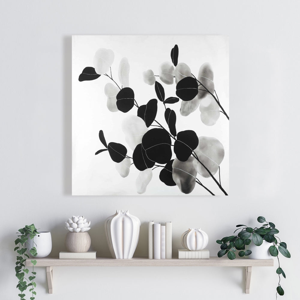 Minimalist Grayscale Branches Canvas - Floral Bedroom Decor