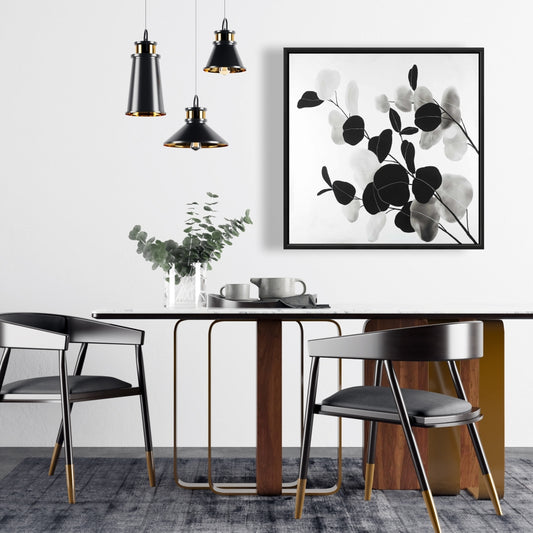 Grayscale Branches & Leaves Canvas - Floral Home Decor Wall Art