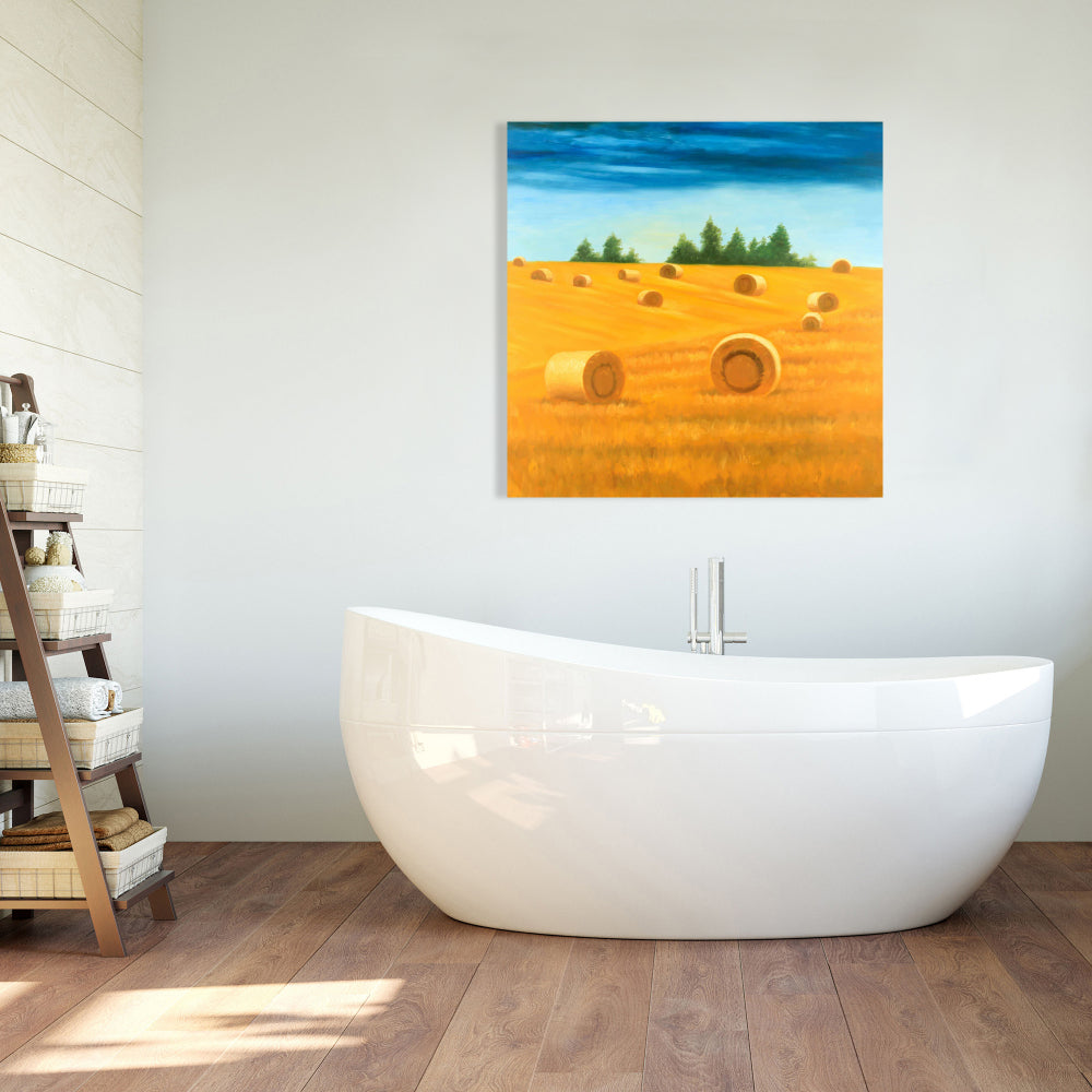 Paysage de campagne | Toile murale rustique bleue