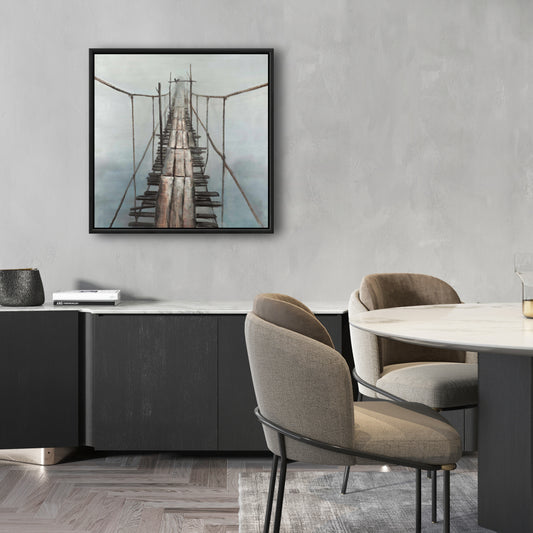 Toile encadrée représentant un vieux pont abandonné - Décoration de chambre pittoresque