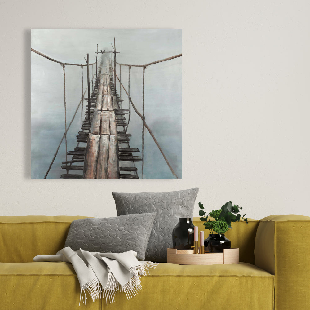 Old Abandoned Bridge Brown Canvas | Bedroom Wall Art Decor