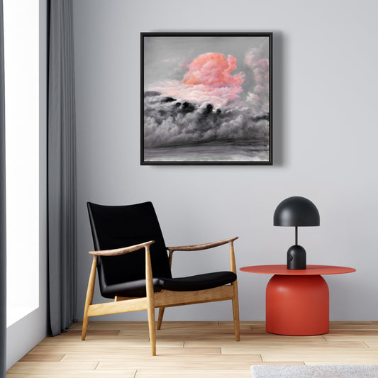 Pink Clouds Landscapes Gray Bedroom Framed Canvas Wall Art