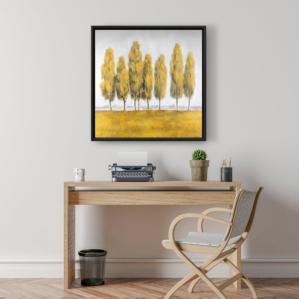 Abstract Yellow Trees Canvas - Contemporary Bedroom Decor