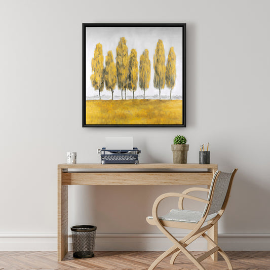 Toile abstraite d'arbres jaunes - Décoration de chambre contemporaine