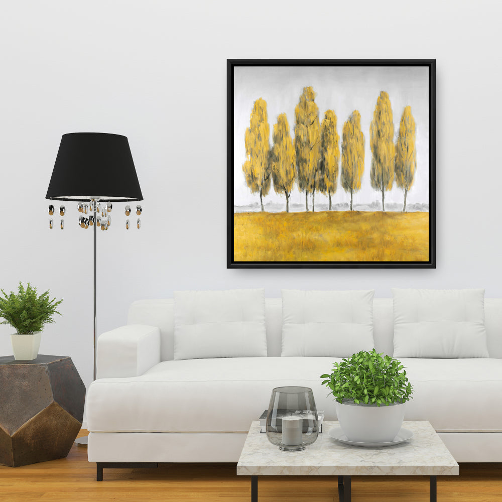Abstract Yellow Trees Canvas - Contemporary Bedroom Decor