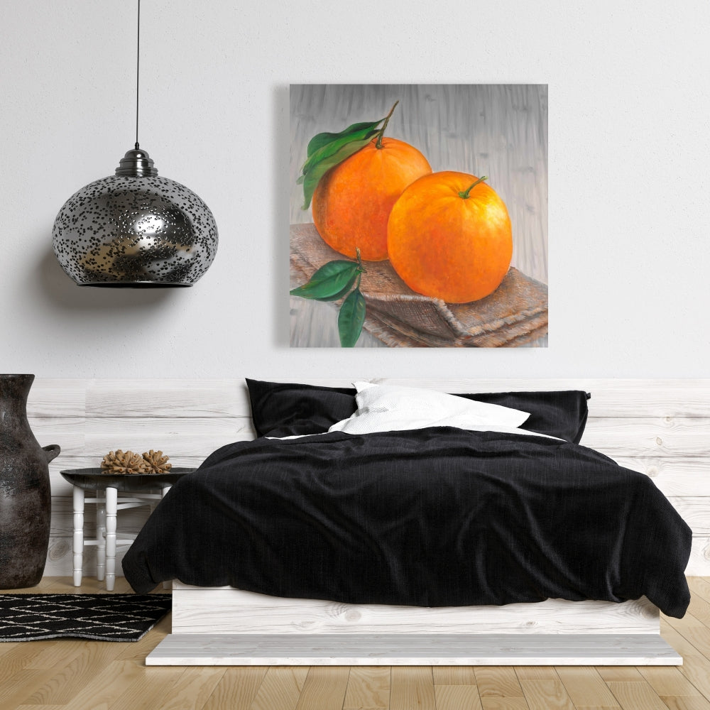 Hyperrealist Two Oranges Canvas | Food Art for Home Decor