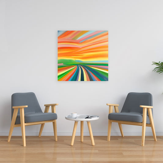 Colorful Road Blue Canvas | Contemporary Landscapes Decor