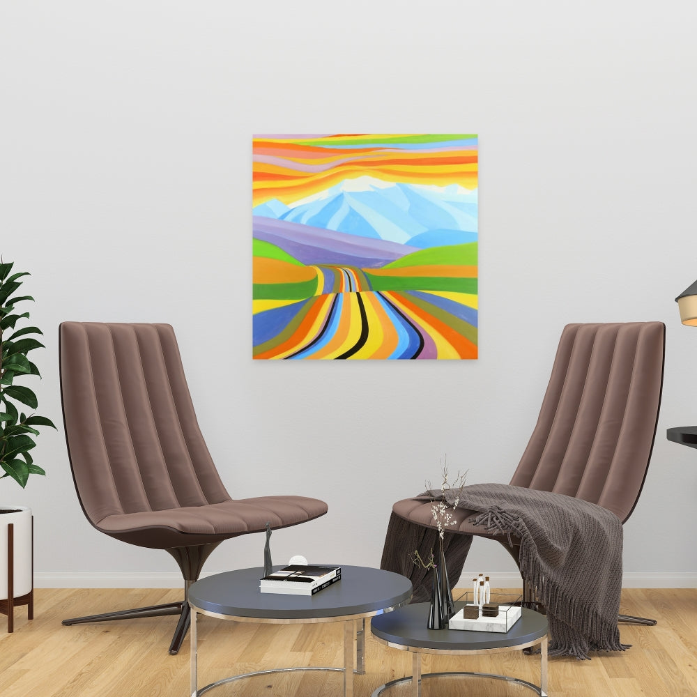 Mountain Road Multicolored Canvas - Landscapes Bedroom Decor
