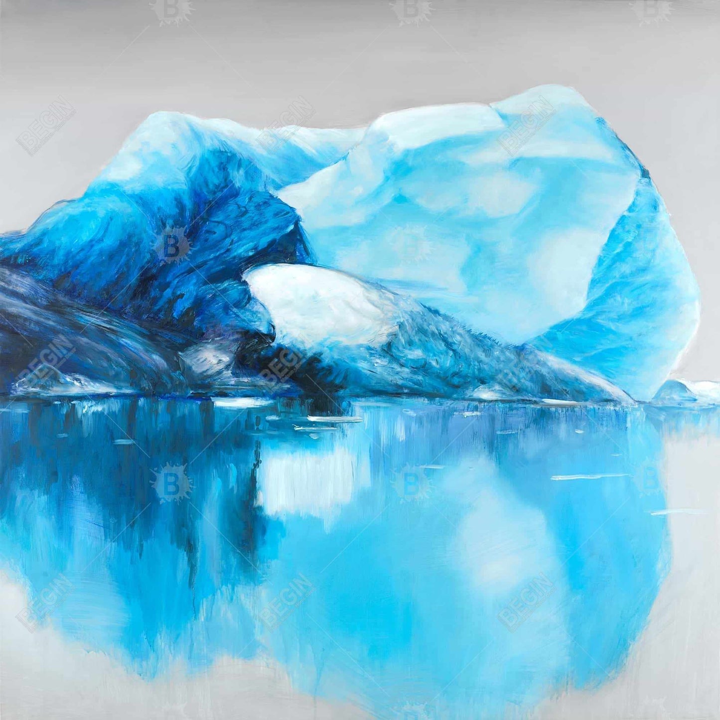 Scenic Coastal Blue Framed Canvas | Iceland Icebergs Decor