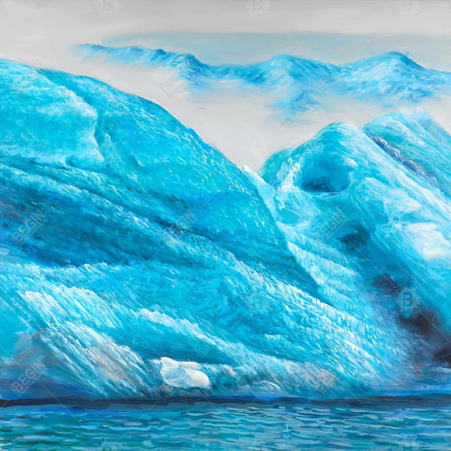 Blue Coastal Canvas | Icebergs Framed Art for Home Decor