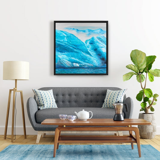 Blue Coastal Canvas | Icebergs Framed Art for Home Decor