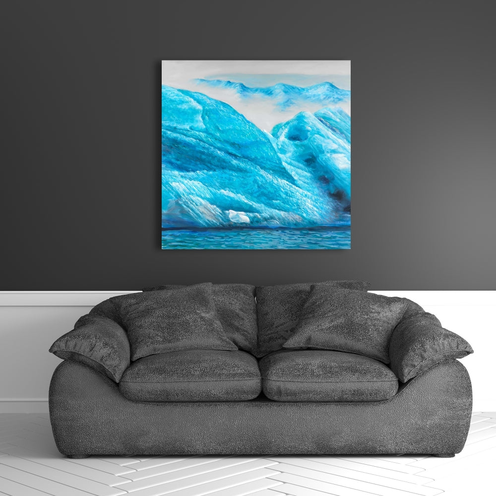 Icebergs Blue Coastal Canvas - Bedroom Wall Art Home Decor