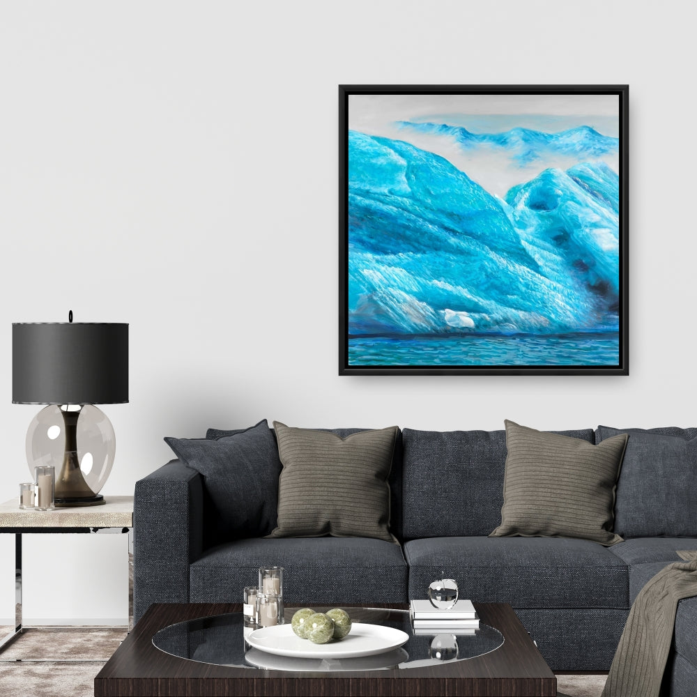 Blue Coastal Canvas | Icebergs Framed Art for Home Decor