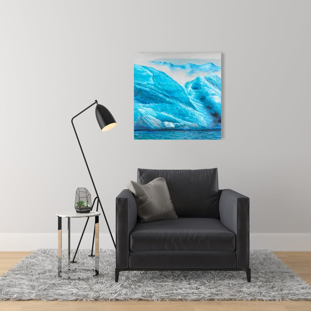 Icebergs Blue Coastal Canvas - Bedroom Wall Art Home Decor