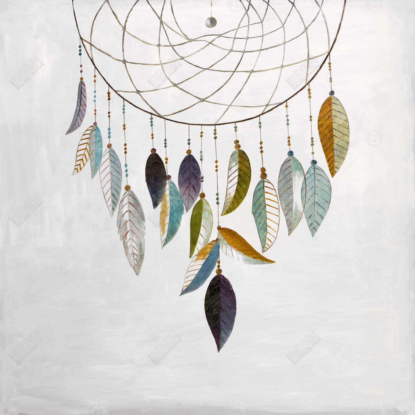Dreamcatcher with Feathers - Bohemian Framed Canvas Decor