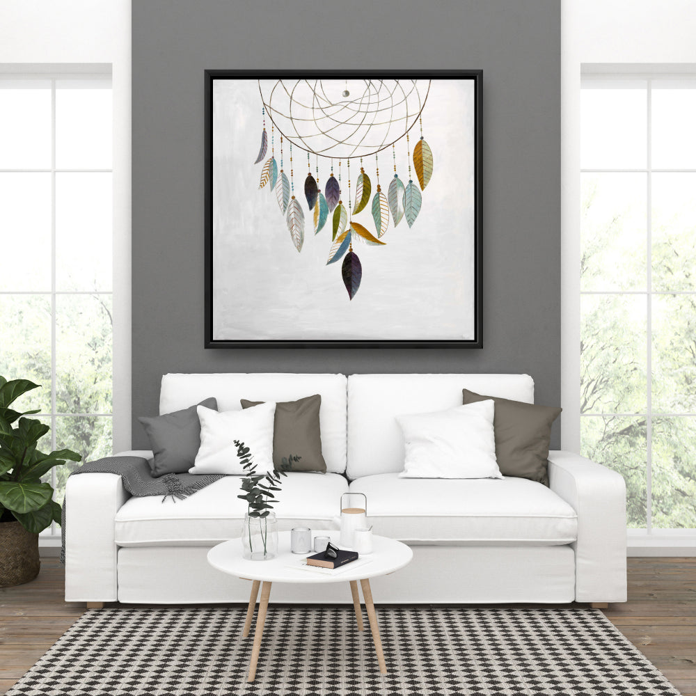 Dreamcatcher with Feathers - Bohemian Framed Canvas Decor