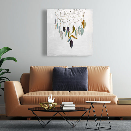 Dreamcatcher with Feathers Blue Bedroom Canvas | Home Decor