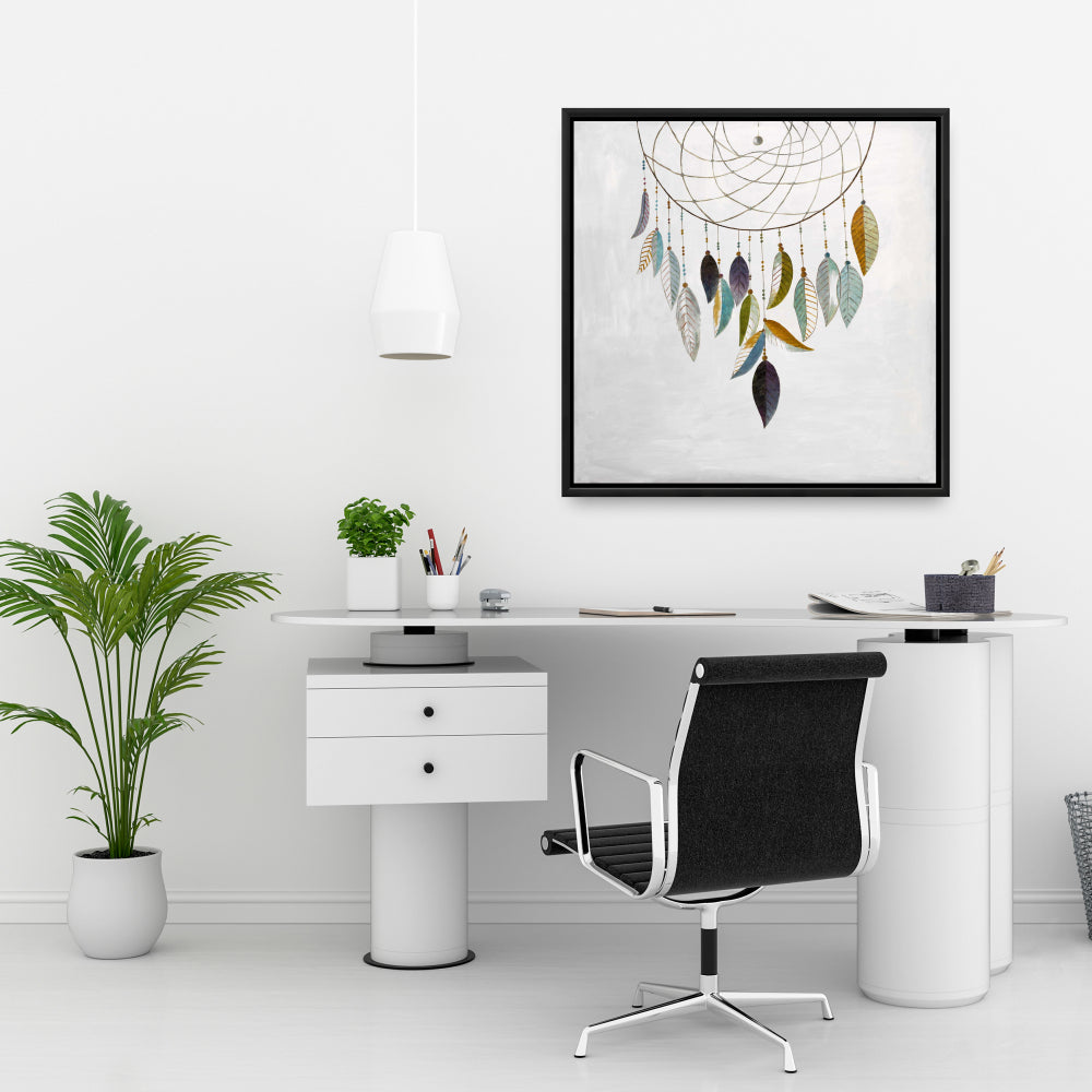 Dreamcatcher with Feathers - Bohemian Framed Canvas Decor