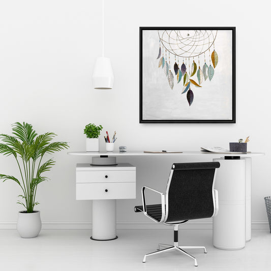 Attrape-rêves avec plumes - Décoration sur toile encadrée bohème